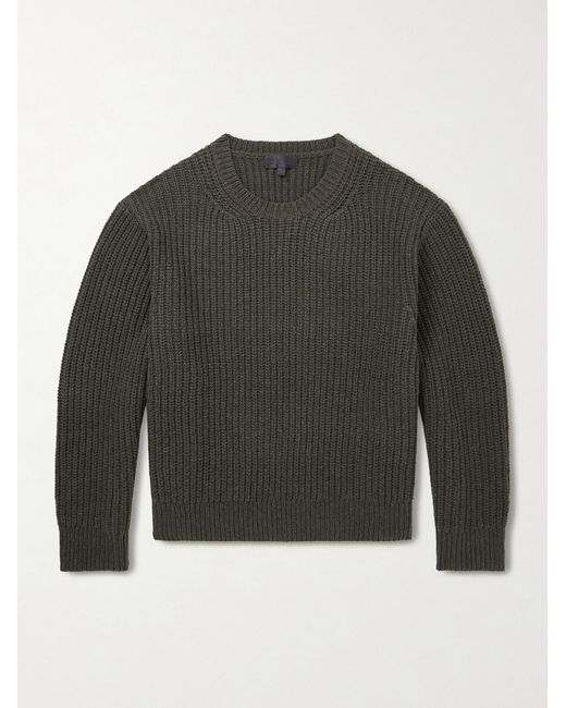 Nili Lotan Green Tyler Ribbed Merino Wool Sweater for men