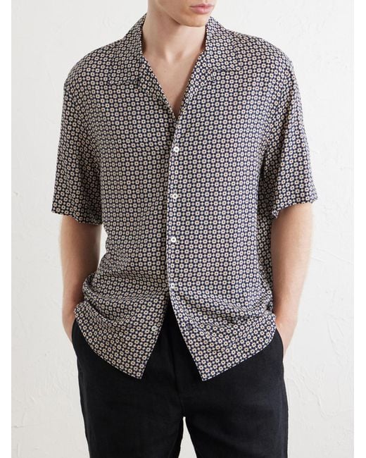 A.P.C. Gray Bennet Printed Crepe De Chine Shirt for men