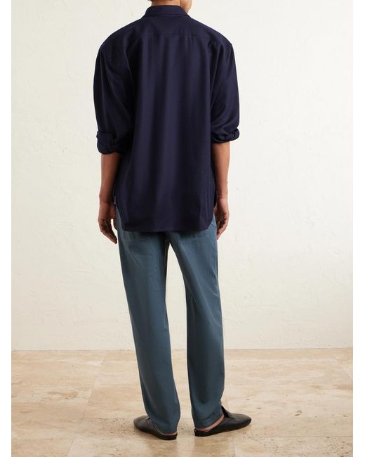 Dries Van Noten Blue Slim-Fit Straight-Leg Cotton-Twill Trousers for men