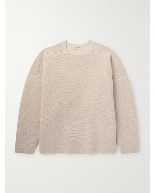 Fear Of God Natural Logo-Appliquéd Ribbed Virgin Wool Sweater for men