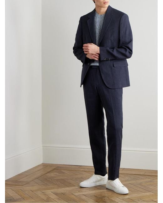 Regular-Fit Linen Suit Jacket di Mr P. in Blue da Uomo
