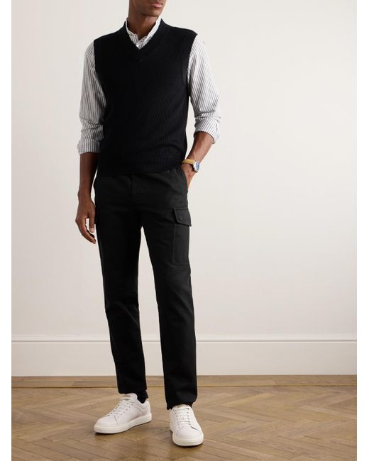 Brunello Cucinelli Black Straight-leg Cotton-twill Cargo Trousers for men