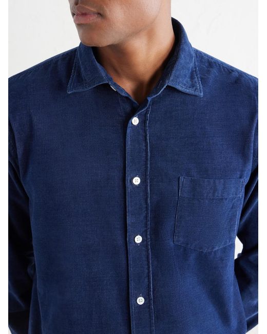 Hartford Blue Paul Cotton-Flannel Shirt for men