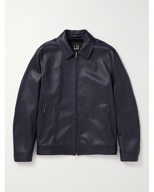 Dunhill Blue Leather Blouson Jacket for men