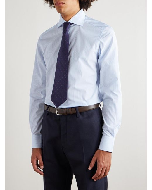 Zegna Blue Striped Cotton Shirt for men