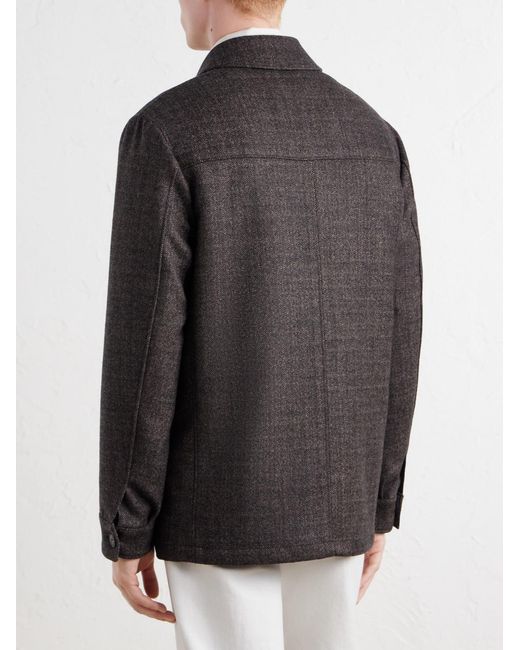 Canali Black Wool And Cashmere-Blend Overshirt for men