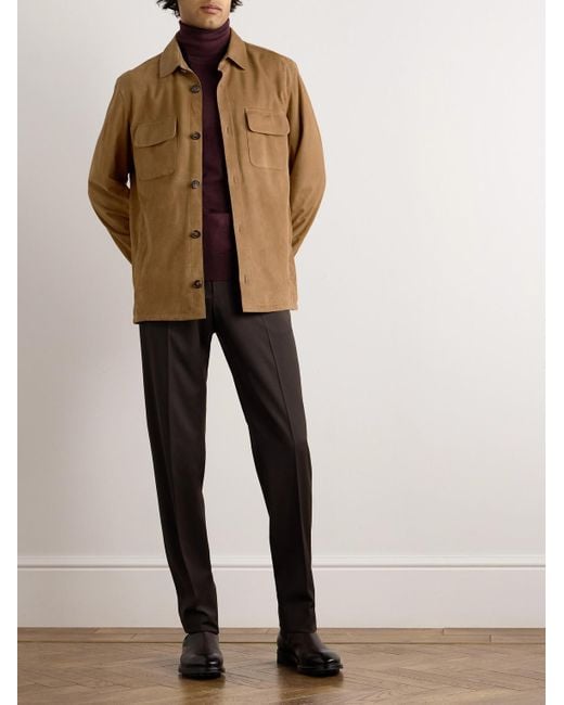 Loro Piana Brown Suede Overshirt for men