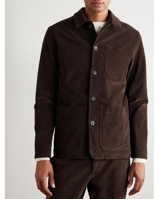 Altea Brown Constantin Garment-Dyed Stretch-Cotton Corduroy Overshirt for men