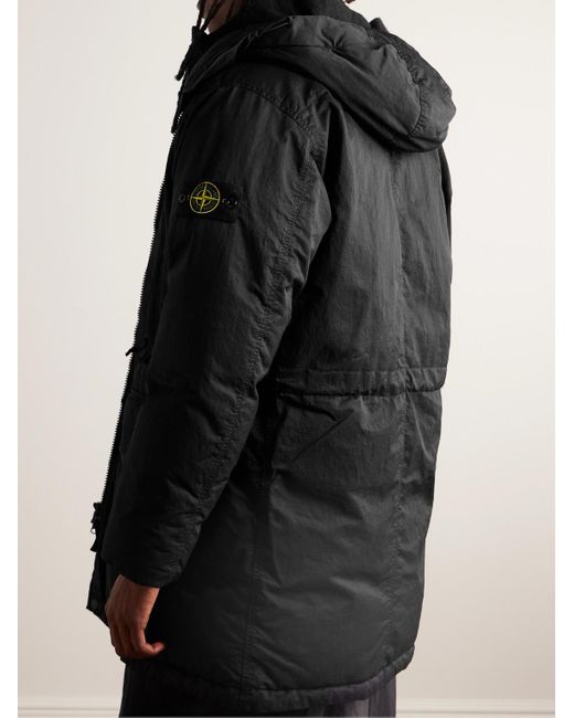 Stone Island Opaque Nylon-twill Hooded Down Jacket in Black for  