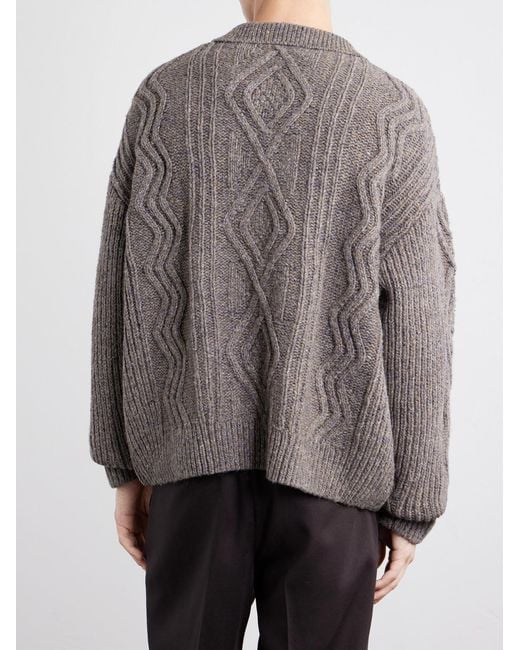 FRAME Gray Cable-Knit Wool And Cashmere-Blend Polo Sweater for men