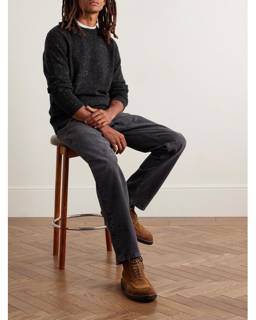 Inis Meáin Black Merino Wool And Cashmere-blend Sweater for men