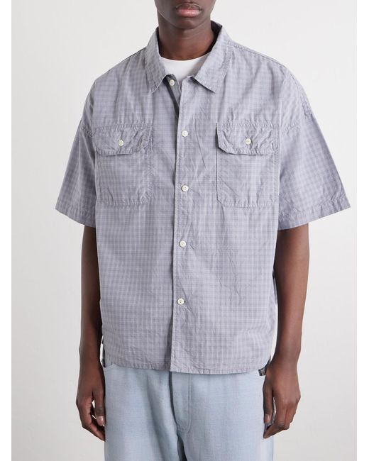 Remi Relief Gray Checked Cotton-Poplin Shirt for men