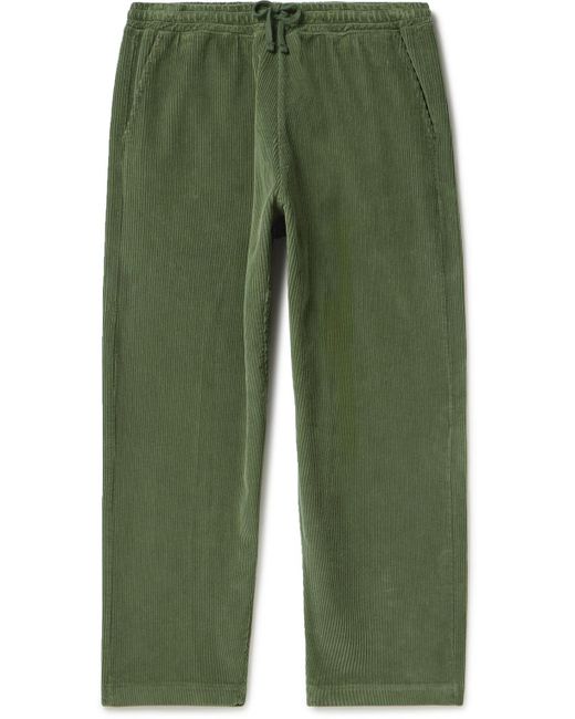 Universal Works Green Straight-leg Wool-corduroy Drawstring Trousers for men