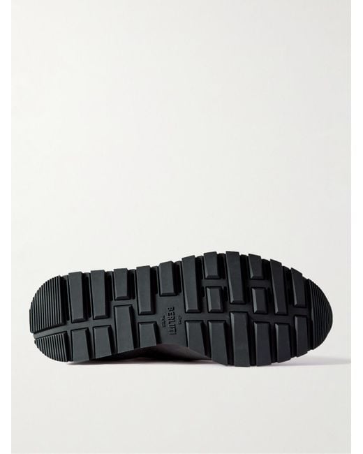 Berluti Black Scritto Cashmere-trimmed Venezia Leather Slip-on Sneakers for men