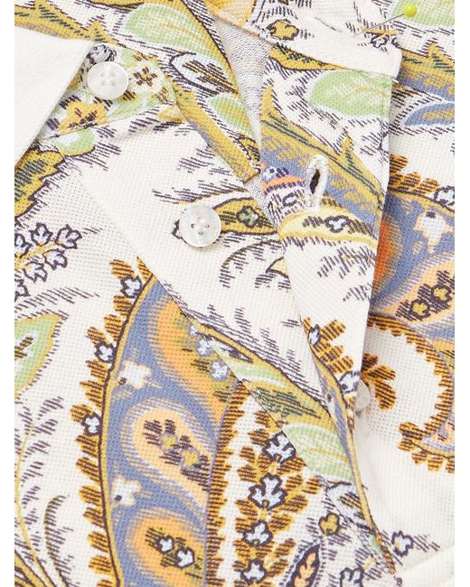 Etro White Roma Slim-fit Paisley-print Cotton-piqué Polo Shirt for men