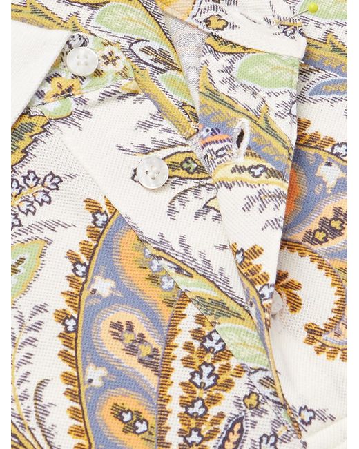 Etro White Roma Slim-fit Paisley-print Cotton-piqué Polo Shirt for men