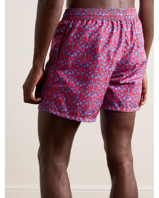 Rubinacci Pink Straight-leg Mid-length Printed Shell Swim Shorts for men