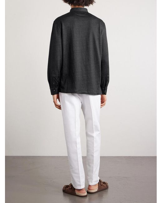 Brunello Cucinelli Blue Linen And Cotton-blend Shirt for men