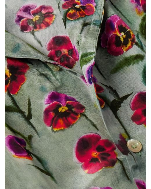Séfr Gray Noam Camp-collar Floral-print Satin Shirt for men