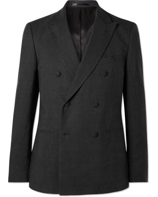 Mr P. Black Double-Breasted Linen Tuxedo Jacket for men