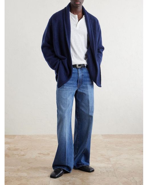 The Elder Statesman Blue Italy Smoking Shawl-Collar Cashmere Cardigan for men