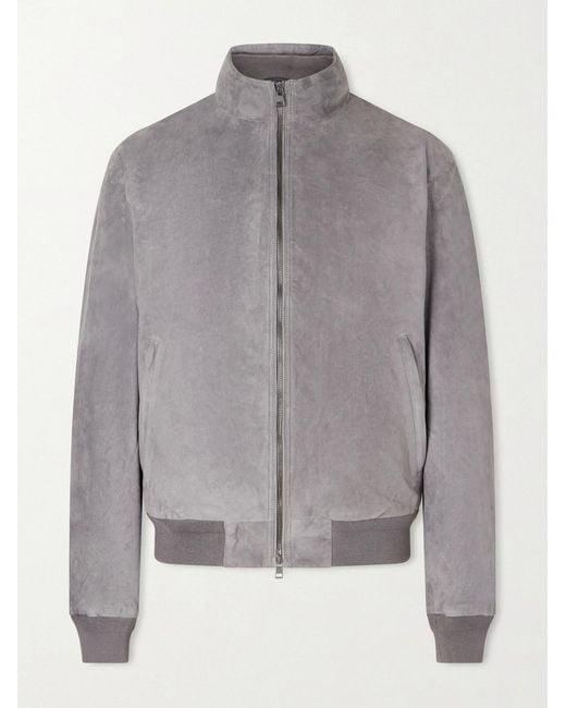 Polo Ralph Lauren Gray Suede Bomber Jacket for men