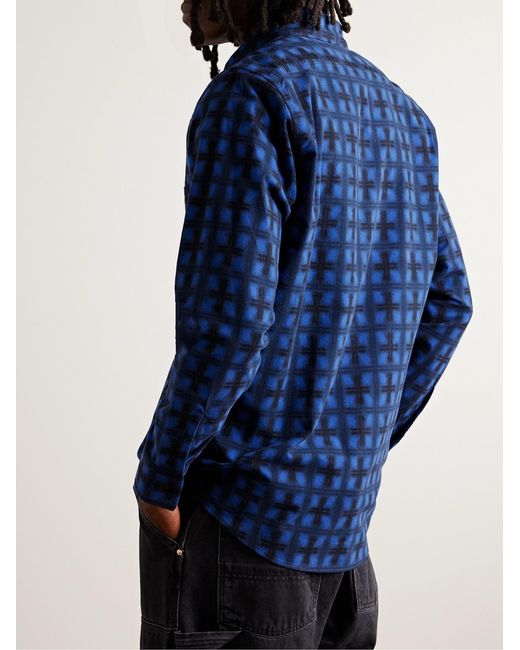 Randy's Garments Blue Checked Brushed-Cotton Shirt for men