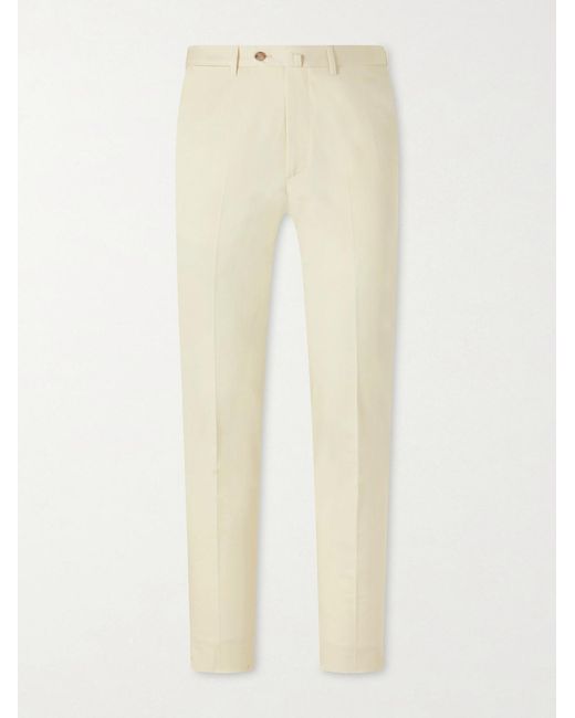 De Petrillo Natural Tapered Cotton-Twill Suit Trousers for men
