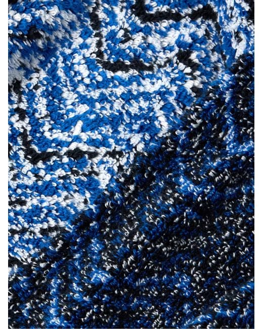 Missoni Morgenmantel aus Baumwollfrottee mit gestreiftem Jacquard-Muster und Kapuze in Blue für Herren