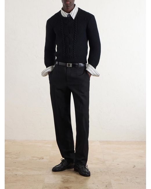 Saint Laurent Blue Knitted Wool Sweater for men
