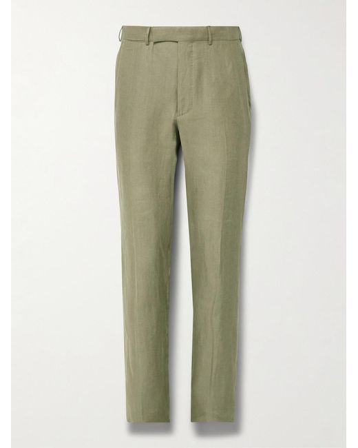 Zegna Green Slim-Fit Oasi Lino Twill Suit Trousers for men