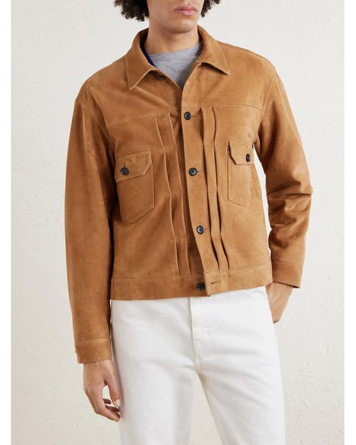 Kaptain Sunshine Natural T-2 Pleated Suede Jacket for men