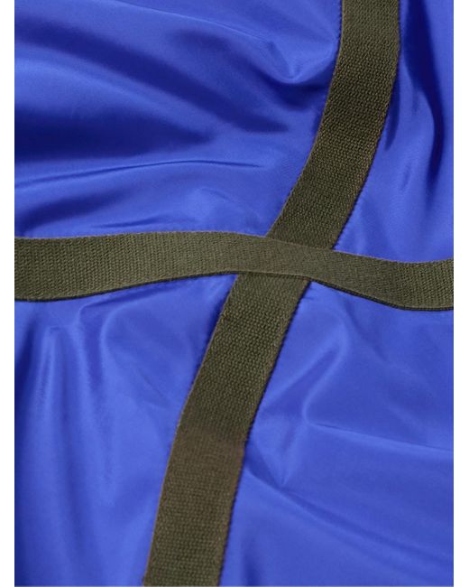 Greg Lauren Blue Shawl-Collar Grosgrain-Trimmed Fleece-Lined Shell Jacket for men