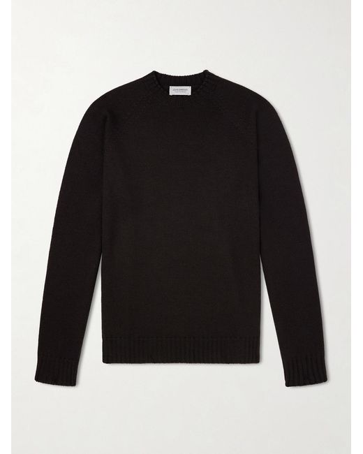 John Smedley Black Denver Extrafine Merino Wool Sweater for men