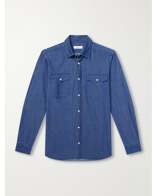 Boglioli Blue Denim Shirt for men