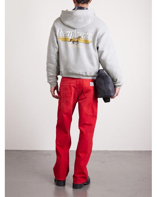 CHERRY LA Gray Logo-Print Cotton-Blend Jersey Zip-Up Hoodie for men
