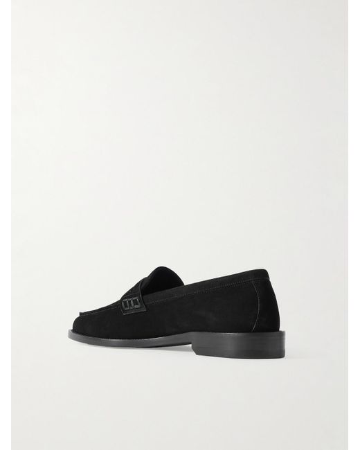 Manolo Blahnik Black Perry Suede Penny Loafers for men