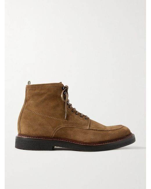 Officine Creative Brown Aston Crepe 004 Suede Boots for men