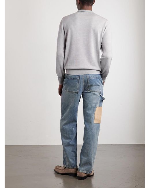 Loewe White Anagram-Embroidered Wool-Blend Sweater for men