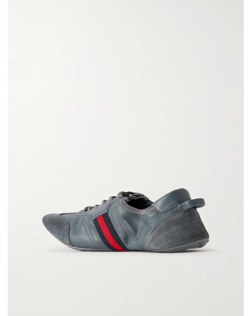 Gucci Blue Flex Suede-Trimmed Leather Sneakers for men