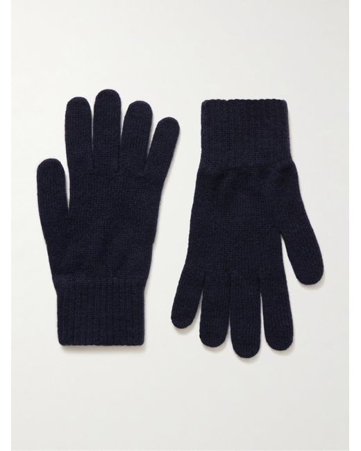 William Lockie Blue Cashmere Gloves for men