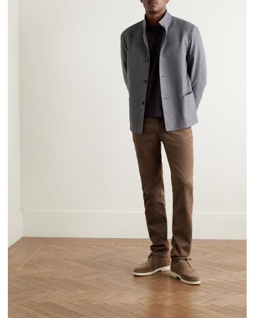 Boglioli Brown Slim-fit Straight-leg Cotton-blend Twill Trousers for men