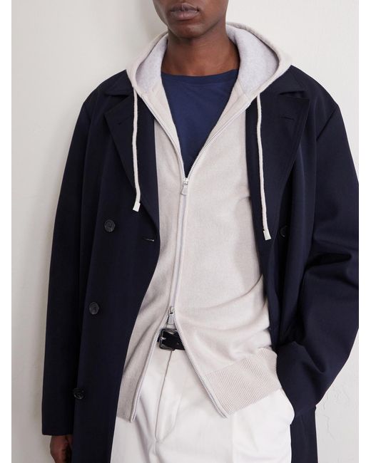 Eleventy Natural Cashmere Zip-up Hoodie for men