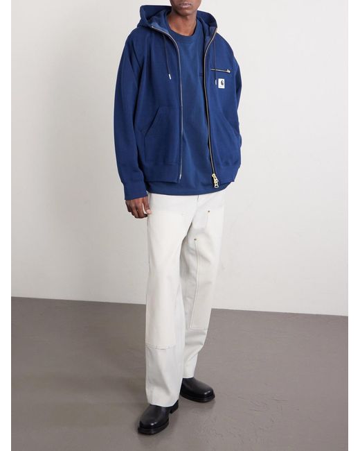 Sacai Blue Carhartt Wip Logo-Appliquéd Cotton-Jersey T-Shirt for men