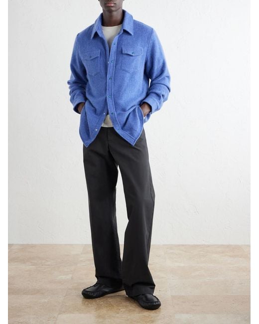 God's True Cashmere Blue Cashmere Shirt for men