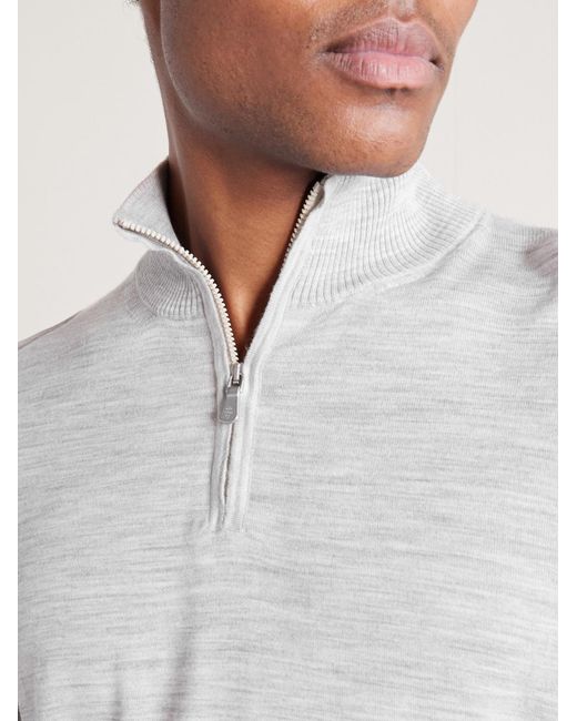 Eleventy White Wool Half-zip Sweater for men