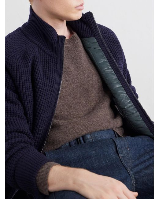 Altea Blue Padded Virgin Wool Bomber Jacket for men