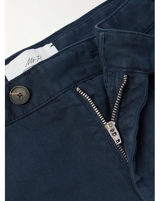Mr P. Blue Straight-Leg Organic Cotton-Blend Twill Bermuda Shorts for men