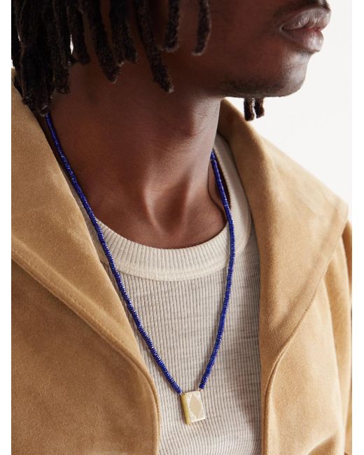 Jacquie Aiche Blue Prayer Box 14-karat Gold Lapis Lazuli Beaded Necklace for men