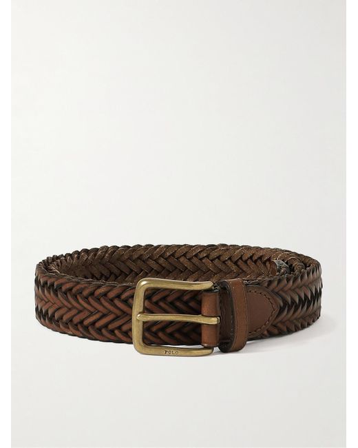 Polo Ralph Lauren Brown 3cm Braided Leather Belt for men